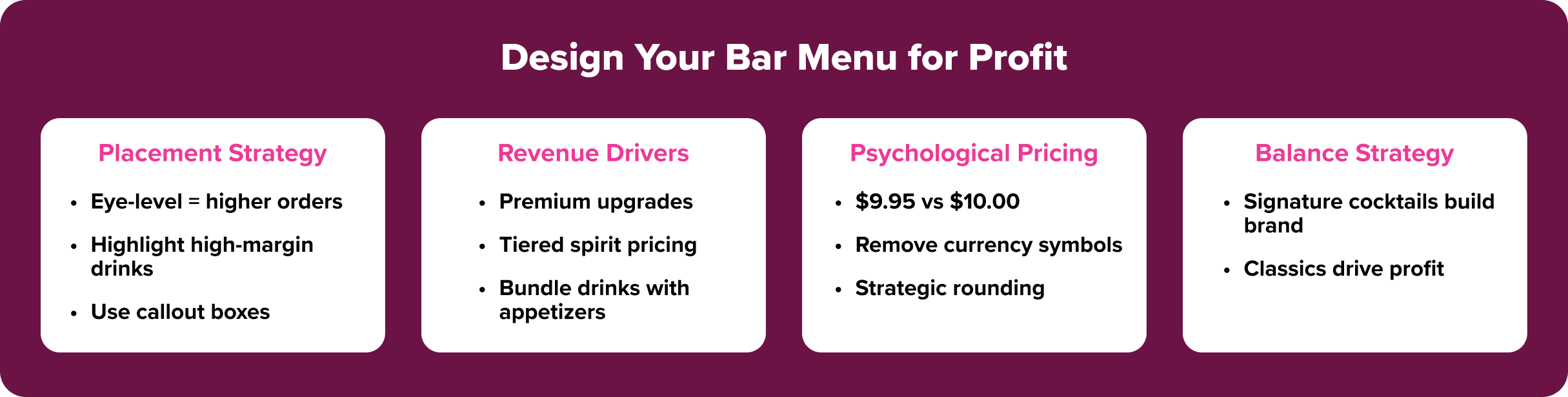 Bar menu engineering strategies