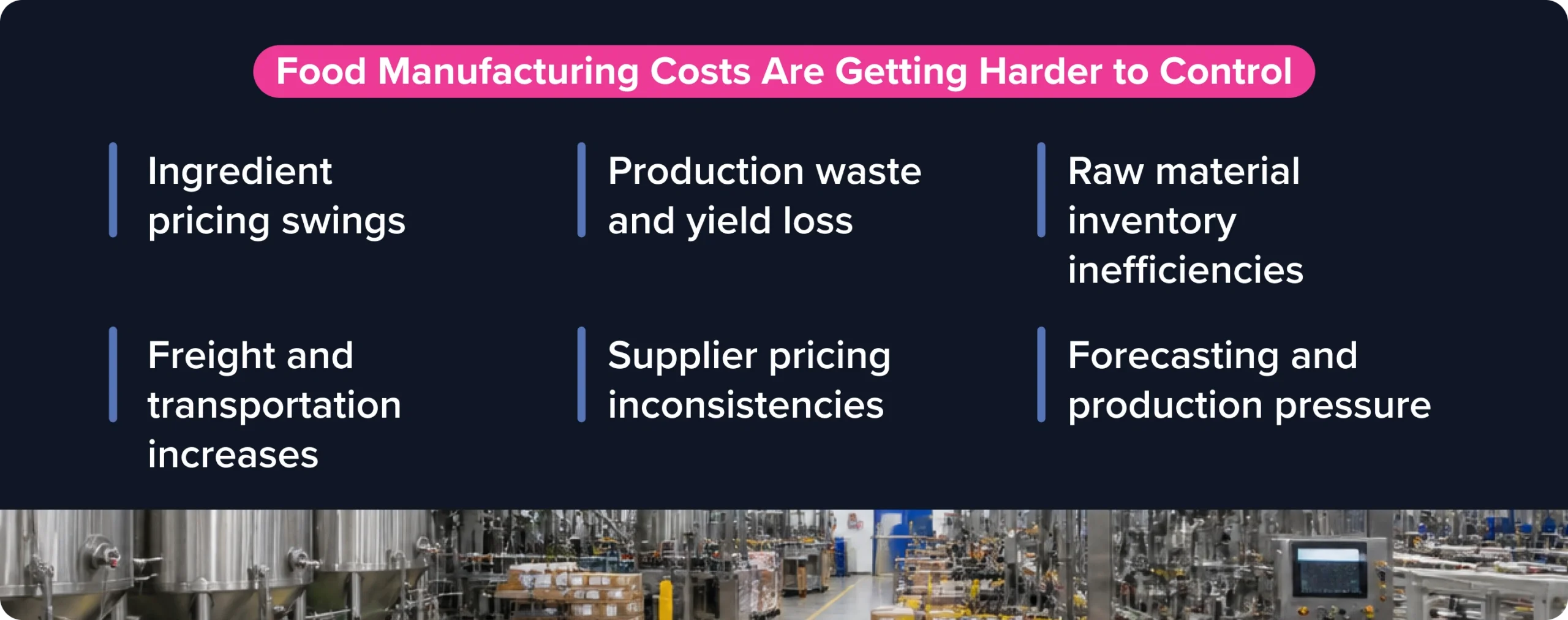 Food manufacturing cost challenges