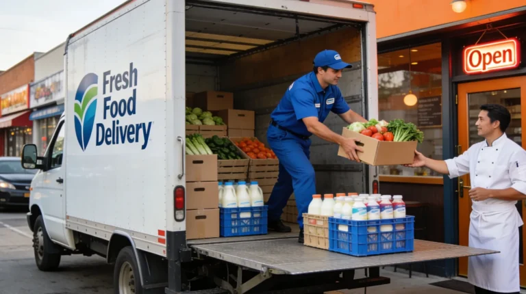 Foodservice distributor delivering fresh food products